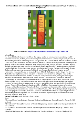 (Ebook Download) Introduction to Chemical Engineering Kinetics and Reactor Desig
