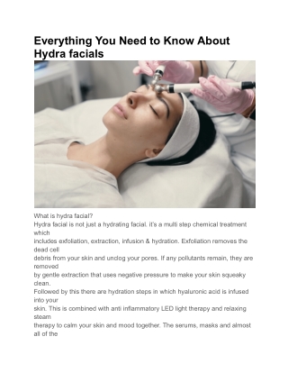 Best HydraFacial clinic in Bangalore