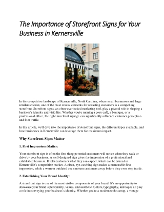 The Importance of Storefront Signs for Your Business in Kernersville