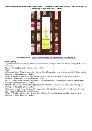 (Free Book) When Someone Very Special Dies: Children Can Learn to Cope with Grie