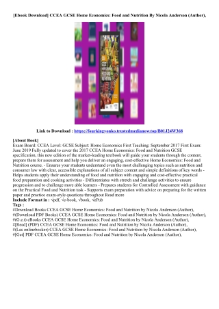 [Kindle Book] CCEA GCSE Home Economics: Food and Nutrition By Nicola Anderson (A