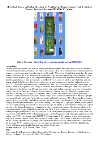 (Best Ebook) Krause and Mahan’s Food and the Nutrition Care Process (Krause's Fo