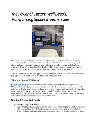 The Power of Custom Wall Decals Transforming Spaces in Kernersville