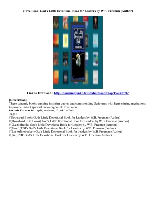 [Get Book] God's Little Devotional Book for Leaders By W.B. Freeman (Author)