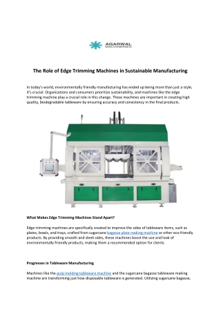 The Role of Edge Trimming Machines in Sustainable Manufacturing