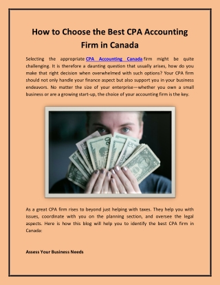 How to Choose the Best CPA Accounting Firm in Canada