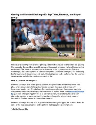 Gaming on Diamond Exchange ID_ Top Titles, Rewards, and Player Community