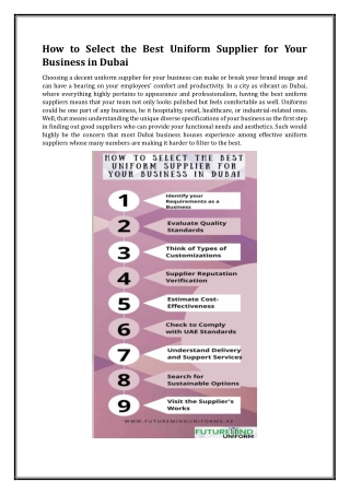 How to Select the Best Uniform Supplier for Your Business in Dubai
