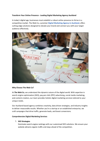 Transform Your Online Presence - Leading Digital Marketing Agency Auckland
