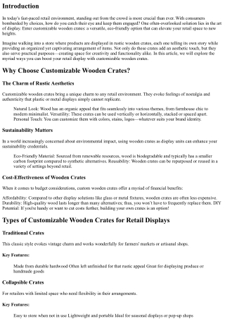 “Boost Your Retail Display with Customizable Wooden crates”