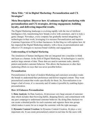 AI-Powered Personalization: Transforming Digital Marketing and CX