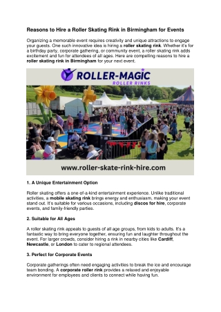 Reasons to Hire a Roller Skating Rink in Birmingham for Events