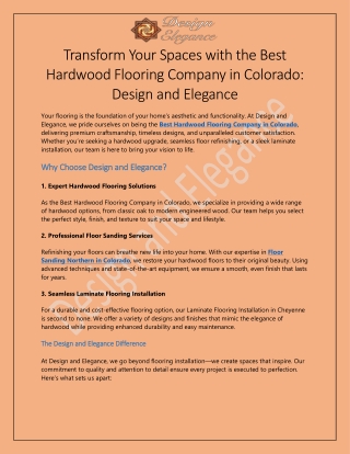 Transform Your Spaces with the Best Hardwood Flooring Company in Colorado