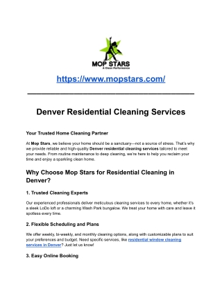 Denver Residential Cleaning Services