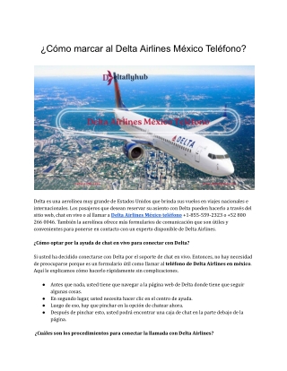 ¿Cómo marcar al Delta Airlines México Teléfono  ? |  1 (855) 559-2323