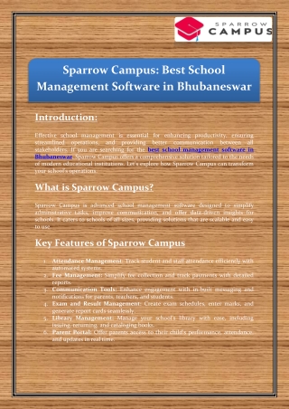 Sparrow Campus - Best School Management Software in Bhubaneswar