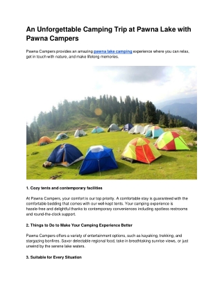 An Unforgettable Camping Trip at Pawna Lake with Pawna Campers