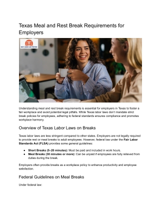 Texas Rest Break Laws – Stay Compliant with Labor Law Standards