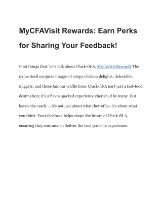 MyCFAVisit - Chick fil A Customer Survey - Get Free Sandwich