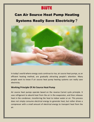 Can Air Source Heat Pump Heating Systems Really Save Electricity?