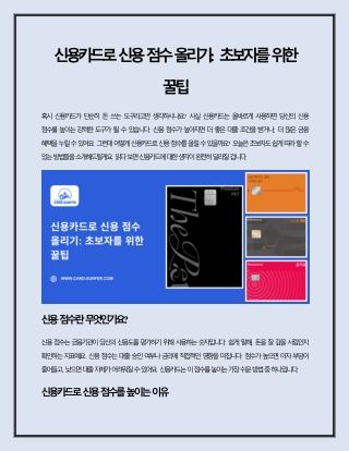 신용카드로 신용 점수 올리기: 초보자를 위한 꿀팁