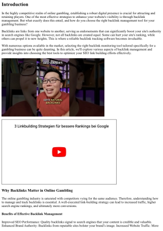 Choosing the Right Backlink Tracker for Your Gambling Business