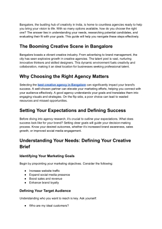 Best Creative Agency in Bangalore