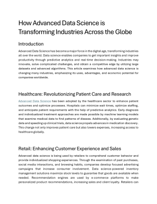 How Advanced Data Science is Transforming Industries Across