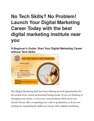 No Tech Skills? No Problem! Launch Your Digital Marketing Career Today with the