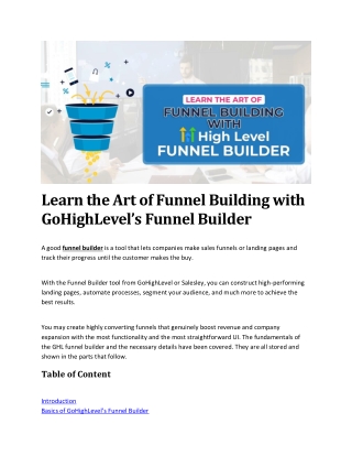 Learn the Art of Funnel Building with GoHighLevel