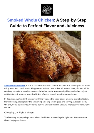 Smoked Whole Chicken - A Step-by-Step Guide to Perfect Flavor and Juiciness