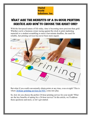 What Are the Benefits of a 24-Hour Printing Service and How to Choose the Right One.