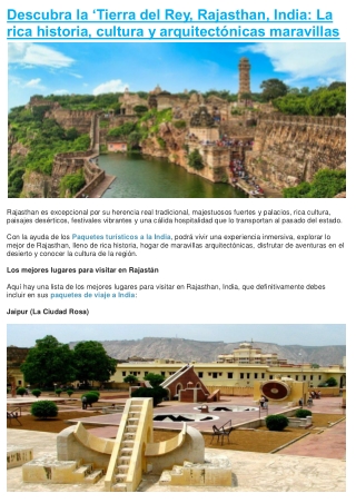 Descubra la ‘Tierra del Rey, Rajasthan, India