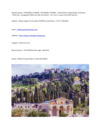 FOR ISRAELI CITIZENS -   FOR ISRAELI CITIZENS - United States  United States of