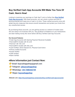 Top 05 Sites To Buy Verified Cash App Account In This Year