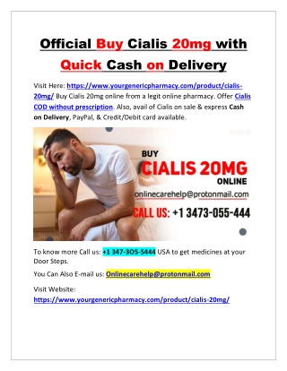 Official Buy Cialis 20mg with Quick Cash on Delivery