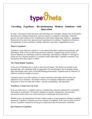 Unveiling Typetheta  Revolutionizing Modern Solutions with Innovation