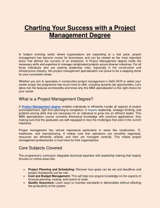 Charting Your Success with a Project Management Degree