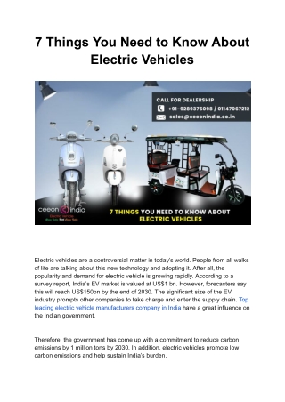 7 Things You Need to Know About Electric Vehicles