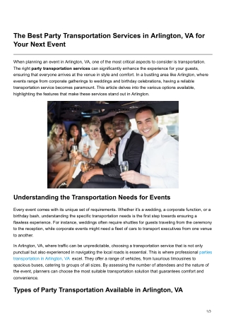 Best Party Transportation Services in Arlington VA for Your Next Event