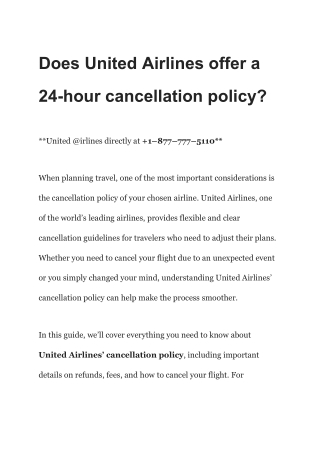 Does United Airlines offer a 24-hour cancellation policy