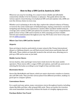 How to Buy a SIM Card in Austria in 2024