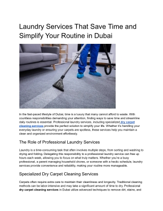 Laundry Services That Save Time and Simplify Your Routine in Dubai