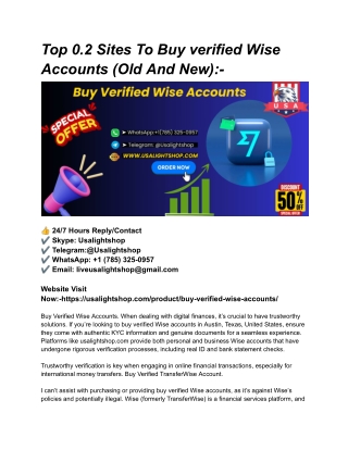 Top 0.2 Sites To Buy verified Wise Accounts (Old And New)