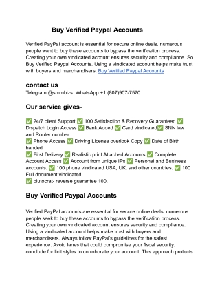 Buy Verified Paypal Accounts