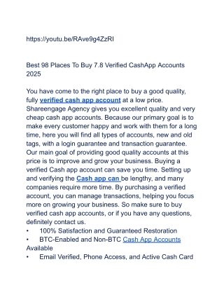Best 98 Places To Buy 7.8 Verified CashApp Accounts 2025