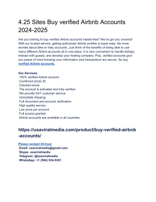 4.25 Sites Buy verified Airbnb Accounts 2024-2025