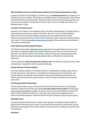 Why The Windsor Fortune Is the Most Desired Address for Four-Bedroom Apartments