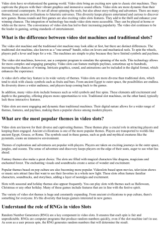 Modern Video Slots: More than just a Spin