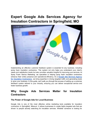 Expert Google Ads Services Agency for Insulation Contractors in Springfield, MO